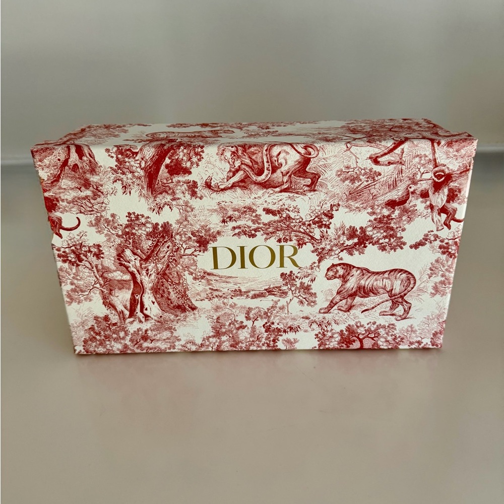 Dior Cream and Red Toile Gift Box with Gold Logo - EMPTY BOX